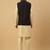 Men's beige kurta and churidar with sequenced cotton silk nehru jacket