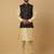 Men's beige kurta and churidar with sequenced cotton silk nehru jacket