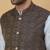 Men's sky blue kurta and churidar with jacquard ethnic motifs printed nehru jacket