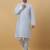 Men's sky blue kurta and churidar with jacquard ethnic motifs printed nehru jacket