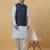 Men's sky blue kurta and churidar with sequenced cotton silk nehru jacket