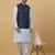 Men's sky blue kurta and churidar with sequenced cotton silk nehru jacket