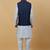 Men's sky blue kurta and churidar with sequenced cotton silk nehru jacket
