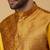 Men's yellow kurta and churidar with jacquard floral nehru jacket