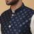 Men's cream kurta and churidar with sequenced cotton silk nehru jacket