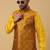 Men's yellow kurta and churidar with jacquard floral nehru jacket