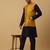 Men's navy blue kurta and churidar with sequenced cotton silk nehru jacket