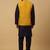 Men's navy blue kurta and churidar with sequenced cotton silk nehru jacket