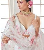 WHITE SHINY SATIN SILK WITH CANCAN & CANVAS LEHENGA choli