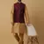 Men's gold kurta and churidar with jacquard floral nehru jacket