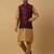 Men's gold kurta and churidar with jacquard floral nehru jacket