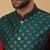Men's maroon kurta and churidar with sequenced cotton silk nehru jacket