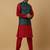 Men's maroon kurta and churidar with sequenced cotton silk nehru jacket