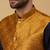 Men's navy blue kurta and churidar with jacquard floral nehru jacket