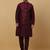 Men's Maroon kurta and churidar with jacquard floral nehru jacket
