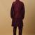 Men's Maroon kurta and churidar with jacquard floral nehru jacket