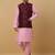 Men's pink kurta and churidar with jacquard floral nehru jacket