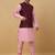 Men's pink kurta and churidar with jacquard floral nehru jacket