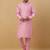 Men's pink kurta and churidar with jacquard floral nehru jacket