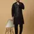 Men's black kurta and churidar with sequenced cotton silk nehru jacket