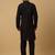 Men's black kurta and churidar with sequenced cotton silk nehru jacket
