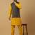 Men's yellow kurta and churidar with jacquard ethnic motifs printed nehru jacket