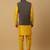 Men's yellow kurta and churidar with jacquard ethnic motifs printed nehru jacket