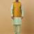 Men's sea green kurta and churidar with sequenced cotton silk nehru jacket