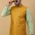 Men's sea green kurta and churidar with sequenced cotton silk nehru jacket