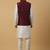 Men's cream kurta and churidar with jacquard floral nehru jacket