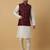 Men's cream kurta and churidar with jacquard floral nehru jacket