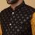 Men's mustard kurta and churidar with sequenced cotton silk nehru jacket