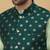 Men's sea green kurta and churidar with jacquard ethnic nehru jacket