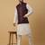 Men's cream kurta and churidar with sequenced cotton silk nehru jacket