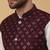 Men's cream kurta and churidar with sequenced cotton silk nehru jacket