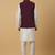 Men's cream kurta and churidar with sequenced cotton silk nehru jacket
