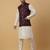 Men's cream kurta and churidar with sequenced cotton silk nehru jacket