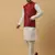 Men's cream kurta and churidar with jacquard ethnic nehru jacket