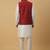 Men's cream kurta and churidar with jacquard ethnic nehru jacket