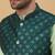 Men's sea green kurta and churidar with sequenced cotton silk nehru jacket