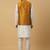 Men's cream kurta and churidar with jacquard floral nehru jacket