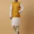 Men's cream kurta and churidar with sequenced cotton silk nehru jacket