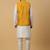 Men's cream kurta and churidar with sequenced cotton silk nehru jacket