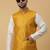 Men's cream kurta and churidar with sequenced cotton silk nehru jacket