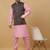 Men's pink kurta and churidar with jacquard ethnic motifs printed nehru jacket