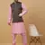Men's pink kurta and churidar with jacquard ethnic motifs printed nehru jacket