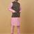 Men's pink kurta and churidar with jacquard ethnic motifs printed nehru jacket