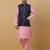 Men's pink kurta and churidar with sequenced cotton silk nehru jacket