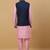 Men's pink kurta and churidar with sequenced cotton silk nehru jacket