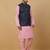 Men's pink kurta and churidar with sequenced cotton silk nehru jacket